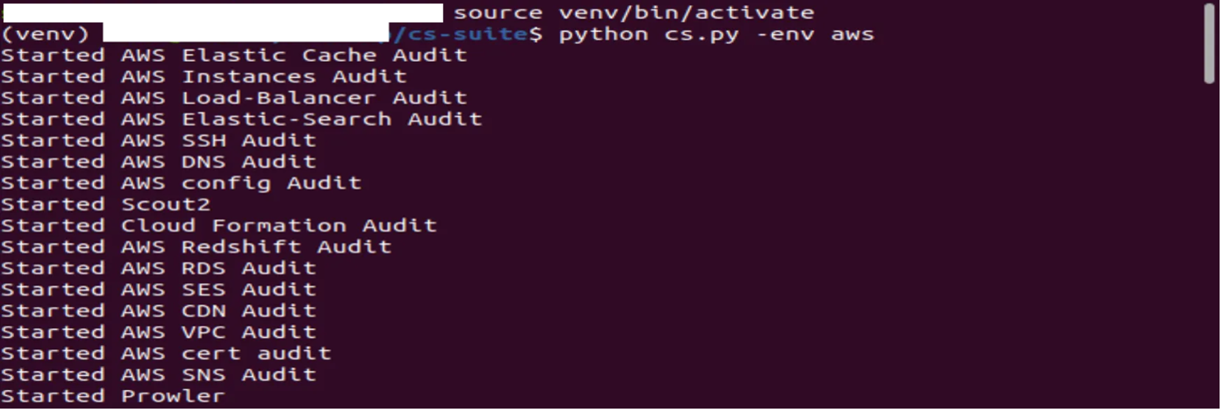 CS Suite screenshot - AWS Audit