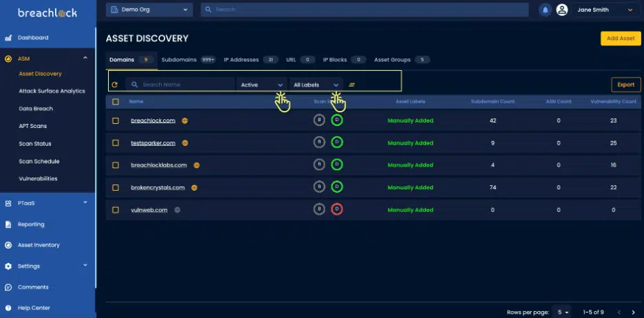 BreachLock Integrated Platform Asset Discovery Overview