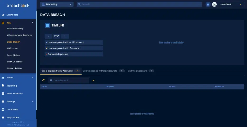 BreachLock Integrated Platform Data Breach Overview Screenshot.png